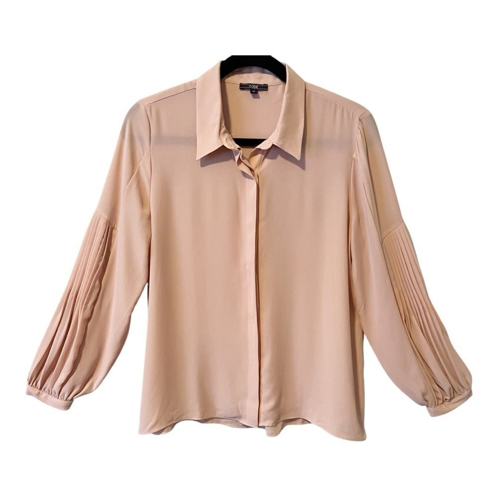 Code By Lifestyle Pink Hidden Button Pleated Sleeve Feminine Blouse Size 14